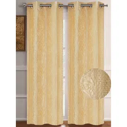 Aura Cream 2Pcs Ethnic Motifs Room Darkening Door Curtain image 1