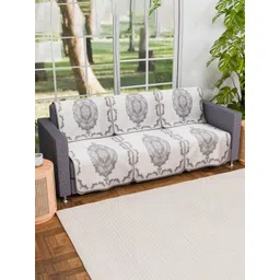 Aura Cream & Grey 6 Pieces Printed 3 Seater Cotton Sofa Cover-picture-39