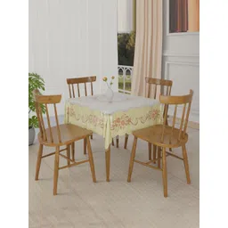 Aura Cream & Pink Floral Printed 4-Seater Table Cover-picture-34