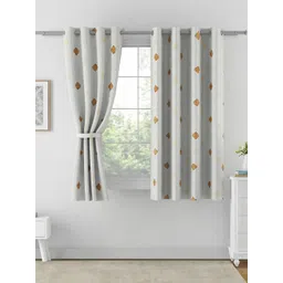 Aura Cream & Yellow 2 Pieces Geometric Printed Window Curtains-image-18