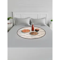 Aura Cream-Colored & Black Wave Printed Round Table Placemats-picture-39