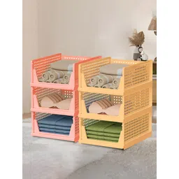 Aura Cream Colored & Pink 6 Pieces Storage Wardrobe Organisers-picture-28