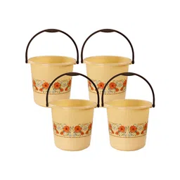 Aura Cream-Coloured 4 piece Floral Plastic Bath Accessories Set-picture-11