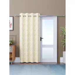 Aura Cream-Coloured Abstract Room Darkening Door Curtain-image-18