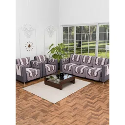 Aura Cream-Coloured & Black 16 Pieces Printed Sofa Cover-picture-20