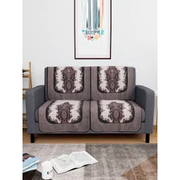 Aura Cream-Coloured & Black 4 Pieces Printed Sofa Cover-picture-24