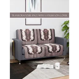 Aura Cream-Coloured & Black 6 Pieces Printed Sofa Cover image 4