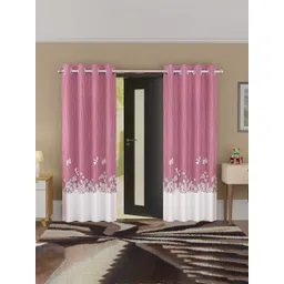 Aura Cream-Coloured & Brown Set of 2 Floral Door Curtain-picture-37