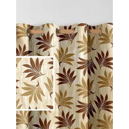 Aura Cream-Coloured & Brown Set of 2 Floral Long Door Curtain-picture-21