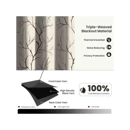 Aura Cream-Coloured & Gold-Toned 2 Pieces Floral Printed Door Curtain image 5