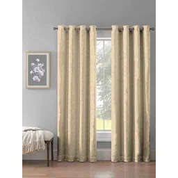 Aura Cream-Coloured & Gold-Toned Set of 2 Room Darkening Door Curtain-picture-13