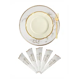 Aura Cream Coloured and Gold-Toned6 Pieces Floral Printed Round Table Placemats-picture-25