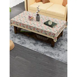 Aura Cream-Coloured & Grey Floral Waterproof 4-Seater Table Cover-picture-34