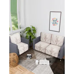 Aura Cream-Coloured & Purple Printed Cotton Sofa Cover-picture-41