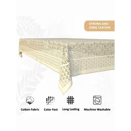 Aura Cream-Coloured Cotton 6-Seater Table Cover image 2