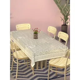 Aura Cream-Coloured Cotton 6-Seater Table Cover image 1