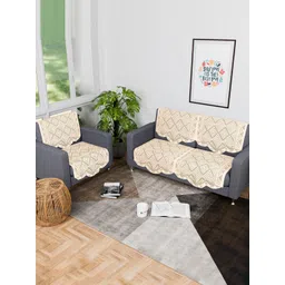 Aura Cream-Coloured Cotton Sofa Cover-image-14