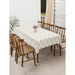 Aura Cream-Coloured Floral Anti-Skid 6-Seater Table Cover-picture-31