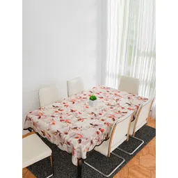 Aura Cream-Coloured Floral Anti-Skid Cotton 6-Seater Table Cover-picture-28
