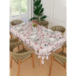 Aura Cream-Coloured Floral Anti-Slip Cotton 6-Seater Table Cover-picture-25