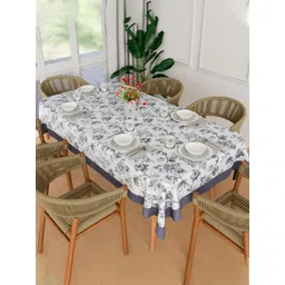 Aura Cream-Coloured Floral Anti-Slip Cotton 6-Seater Table Cover-picture-26