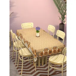 Aura Cream-Coloured Floral Cotton 6-Seater Table Cover with Embroidered details-picture-14