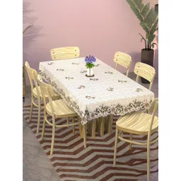 Aura Cream-Coloured Floral Cotton 6-Seater Table Cover with Embroidered details-picture-15