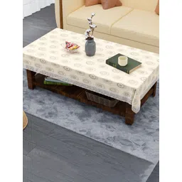 Aura Cream-Coloured Floral Plastic 4-Seater Table Cover-picture-19