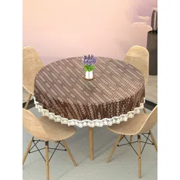Aura Cream-Coloured Floral Plastic 4-Seater Table Cover with Embroidered details-picture-41