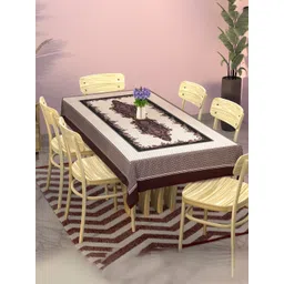 Aura Cream-Coloured Floral Plastic 6-Seater Table Cover-picture-18