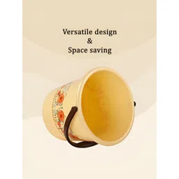 Aura Cream-Coloured Floral Plastic Bath Accessories Set image 5