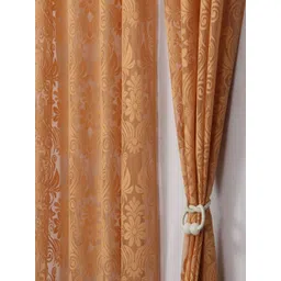 Aura Gold-Toned 2 Pieces Self Design Sheer Door Curtains-picture-32