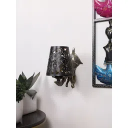 Aura Gold-Toned & Black Textured Metal Traditional Frustum Shaped Wall Lamp-picture-31