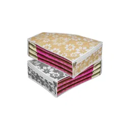 Aura Gold Toned & Grey 2 Pieces Printed Storage Bag Organisers-picture-23