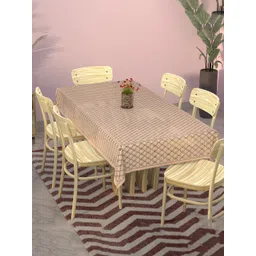 Aura Gold-Toned & Grey Printed Cotton Anti-Skid 4-Seater Table Cover-picture-23