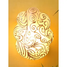 Aura Gold-Toned & Off White Textured Glass Abstract Shaped Shaped Wall Lamp-picture-15