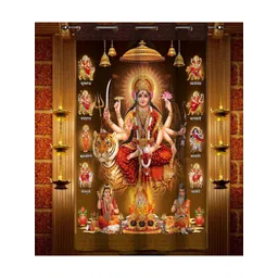 Aura Gold-Toned & Red Ethnic Motifs Door Curtain-picture-15