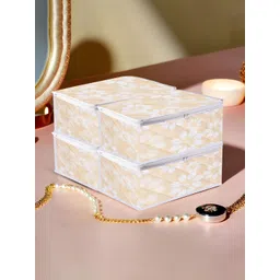 Aura Gold-Toned & White 4 Pieces Printed Pouch Makeup Storage Bag Organisers-picture-39