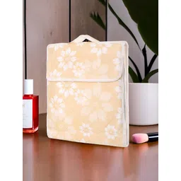 Aura Gold-Toned & White Flower Printed Makeup Organiser-picture-11