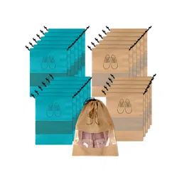 Aura Green 24 Pieces Printed Water Resistant Shoes Organisers With Transparent Window-picture-24