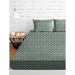 Aura Green & Beige Printed 230 TC Microfiber King Bedsheet Set 1.04 m x 90 cm-picture-28