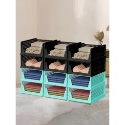 Aura Green & Black 12 Pieces Textured Reusable Desk Organisers-picture-21
