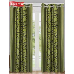 Aura Green & Grey Set of 4 Floral Door Curtain-picture-27