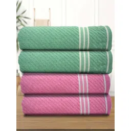 Aura Green & Pink 4 Cotton 400 GSM Bath Towel-picture-20