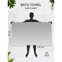 Aura Green & Pink 4 Pieces Printed Cotton 210 GSM Bath Towel image 2