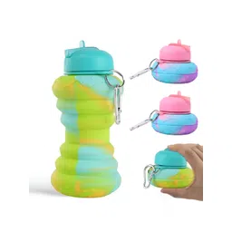 Aura Green & Pink Set of 4 Plastic Printed Smart Vacuum Water Bottle-picture-21