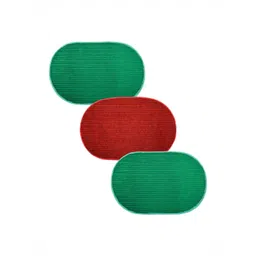 Aura Green & Red 3 Pieces Wool Anti-Skid Doormats-picture-38