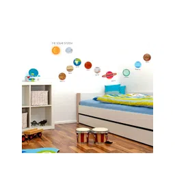 Aura Green & Red Solar System Planet Family Educational Self Adhesive Wall Sticker image 1