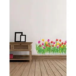 Aura Green & Red Tulip Garden Printed Self Adhesive Wall Sticker-picture-10