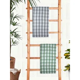 Aura Green & White 2 Pieces Printed Cotton 210 GSM Bath Towel-picture-16